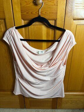 Open Edit Blush Pink Cowl Neck Blouse (Size L)